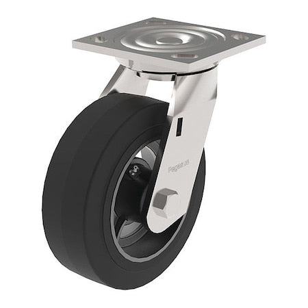 Plate Caster, 550 lb. Load, Black Wheel