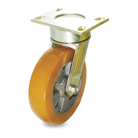 Plate Caster, Swivel, Polyurethane, 5 5/8"H