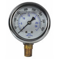 Glycerine Pressure Gauge,2-1/2"",400 psi, 1/4 in Lower Location, Stainless Steel Case Material