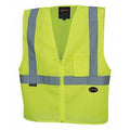 Safety Vest, Polyester Mesh, ANSI Class 2, Zipper Closure, Cell Phone Pocket, Lime, XL