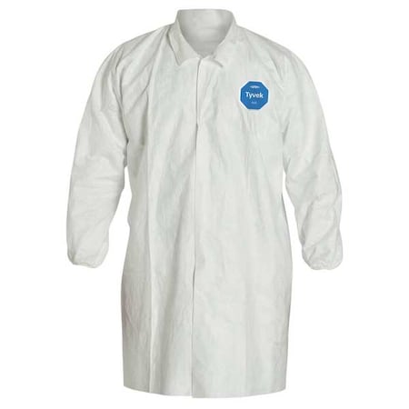 Tyvek 400 Disposable Lab Coat, Tyvek(R) 400, Snaps Closure, White, 5XL, 30 PK