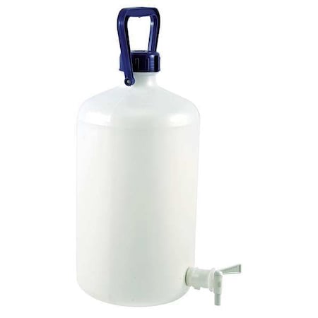 Carboy, 10 L Capacity - mL, 2.64 gal Capacity - oz, Screw On/Spigot Closure, HDPE, White