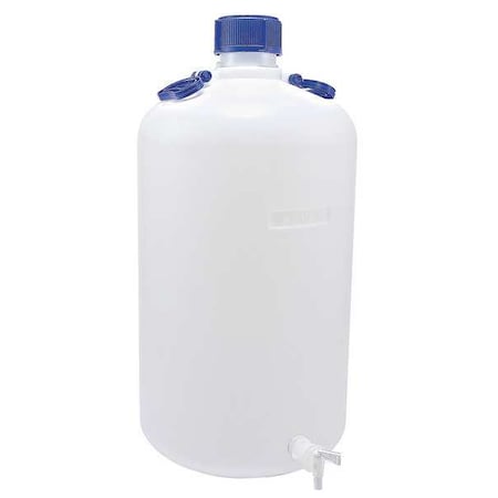Carboy, 50 L Capacity - mL, 13.2 gal Capacity - oz, Screw On/Spigot Closure, HDPE, White