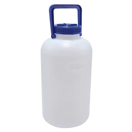 Carboy, 10 L Capacity - mL, 2.64 gal Capacity - oz, Screw On Closure, HDPE, White, 16-7/10 in H