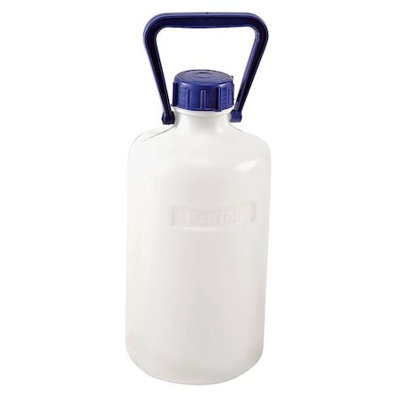 Carboy, 10 L Capacity - mL, 2.64 gal Capacity - oz, Screw On Closure, HDPE, White, 16-7/10 in H