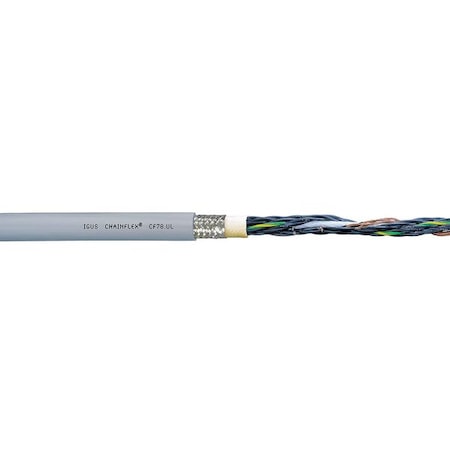 Control Cable, 18 AWG, 18 C, Gray, PUR, 1,000 V, 25 ft
