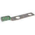 Two-Hole Compression Lug, 1 AWG Max, 1/4 in Stud, Long Barrel, Copper, Green