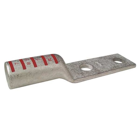 Two-Hole Compression Lug, 350 kcmil Max, 3/8 in Stud, Long Barrel, Copper, Red