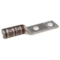 Two-Hole Compression Lug, 2 AWG Max, 1/2 in Stud, Long Barrel, Copper, Brown