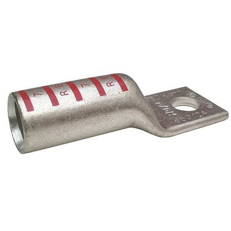 One-Hole Compression Lug, 350 kcmil Max, 1/2 in Stud, Long Barrel, Copper, Red