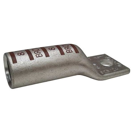 One-Hole Compression Lug, 500 kcmil Max, 1/2 in Stud, Long Barrel, Copper, Brown