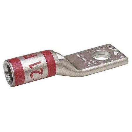 One-Hole Compression Lug, 8 AWG Max, 3/8 in Stud, Short Barrel, Copper, Red