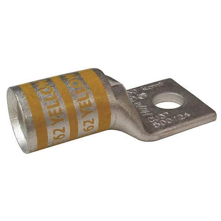 One-Hole Compression Lug, 250 kcmil Max, 1/2 in Stud, Short Barrel, Copper, Yellow