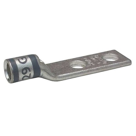 Two-Hole Compression Lug, 4 AWG Max, 3/8 in Stud, Short Barrel, Copper, Gray
