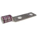 Two-Hole Compression Lug, 4/0 AWG Max, 1/2 in Stud, Short Barrel, Copper, Purple
