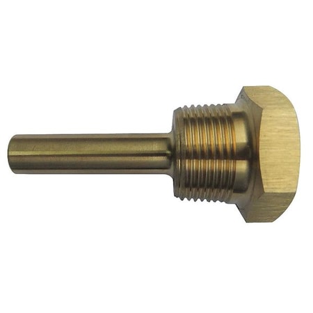 Bimetal Thermowell, Brass, 1/2 NPSM