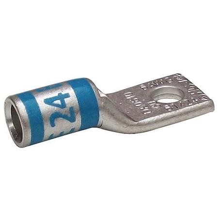 One-Hole Compression Lug, 6 AWG Max, 1/2 in Stud, Long Barrel, Copper, Blue