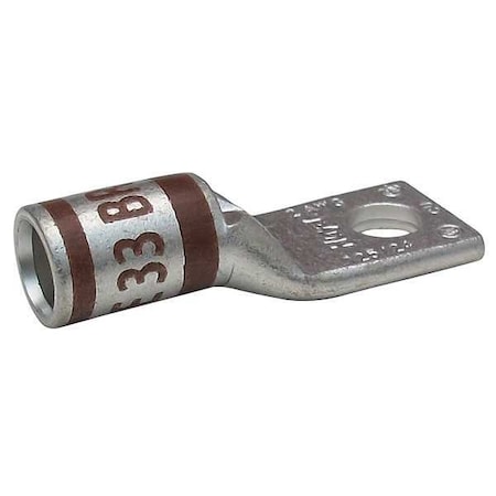 One-Hole Compression Lug, 2 AWG Max, 1/4 in Stud, Long Barrel, Copper, Brown