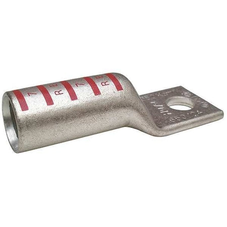 One-Hole Compression Lug, 350 kcmil Max, 3/8 in Stud, Long Barrel, Copper, Red
