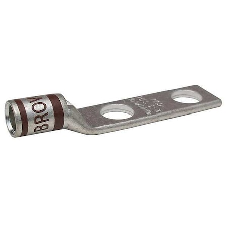 Two-Hole Compression Lug, 2 AWG Max, 5/16 in Stud, Short Barrel, Copper, Brown