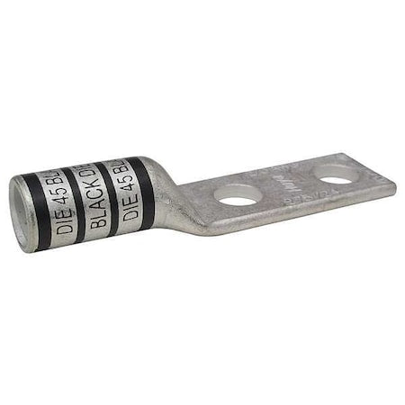 Two-Hole Compression Lug, 2/0 AWG Max, 5/16 in Stud, Long Barrel, Copper, Black