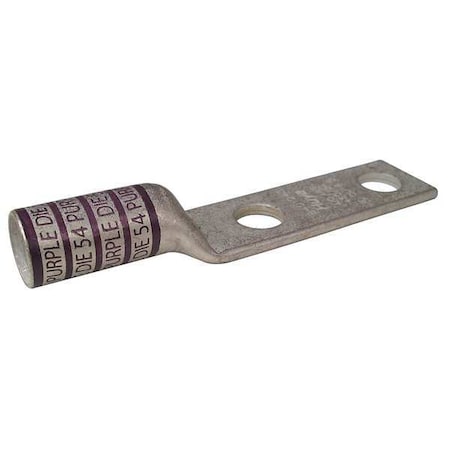 Two-Hole Compression Lug, 4/0 AWG Max, 5/16 in Stud, Long Barrel, Copper, Purple
