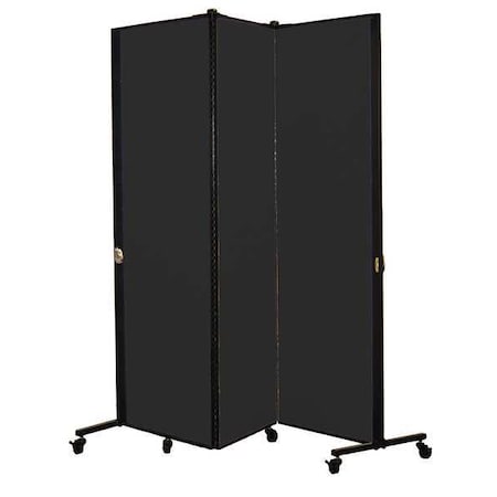 Portable Room Divider, 5Ft 9In W, Black
