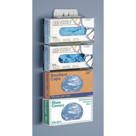 Holder, PETG/Polycarbonate, Holds Glove Boxes/Face Masks/Shoe Covers , White