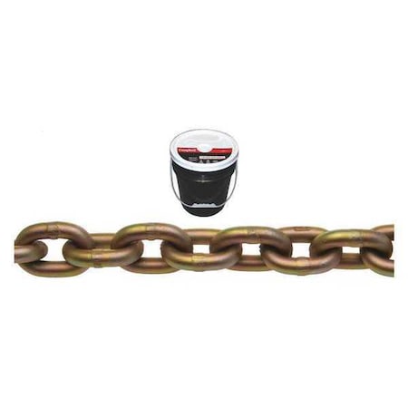 3/8"" Grade 70 Transport Chain, Yellow Chromate, 75' per Round Pail