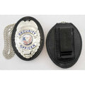 Badge Holder, Universal, Black, Leather