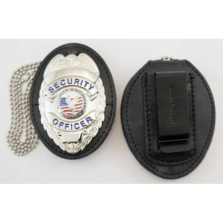Badge Holder, Universal, Black, Leather