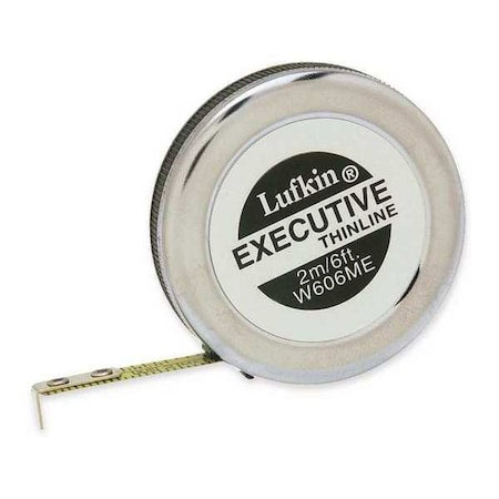 1/4" x 2m/6' Executive Thinline Yellow Clad Pocket SAE/Metric Tape Measure