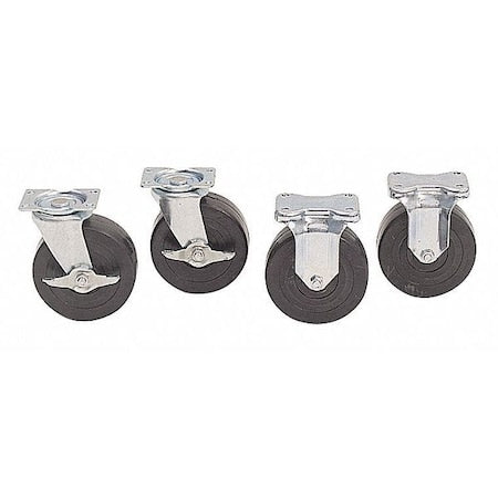 Caster Set, 5 in -Dia, 1,400 lb, 4PK