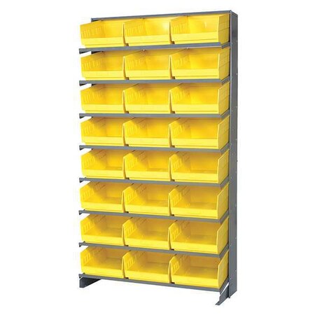 Steel Pick Rack, 12 in D x 64 in H x 36 in W, 8 Shelves, Yellow