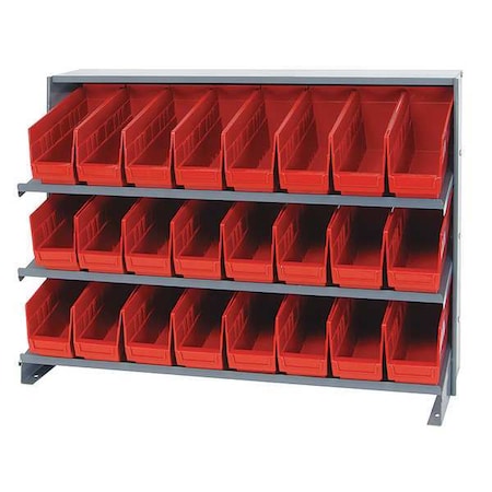 Steel Bench Pick Rack, 12 in D x 27 in H x 36 in W, 3 Shelves, Red