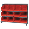 Steel Bench Pick Rack, 12 in D x 27 in H x 36 in W, 3 Shelves, Red