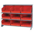 Steel Bench Pick Rack, 12 in D x 27 in H x 36 in W, 3 Shelves, Red
