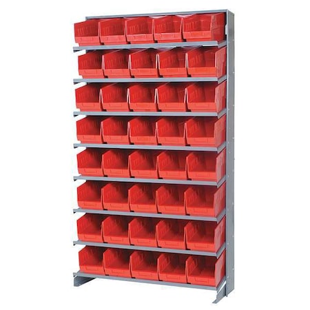 Steel Pick Rack, 12 in D x 64 in H x 36 in W, 8 Shelves, Red