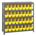 Steel Bin Shelving, 12 in D x 39 in H x 36 in W, 5 Shelves, Yellow
