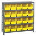 Steel Bin Shelving, 12 in D x 39 in H x 36 in W, 5 Shelves, Yellow