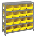 Steel Bin Shelving, 12 in D x 39 in H x 36 in W, 5 Shelves, Yellow