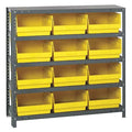 Steel Bin Shelving, 12 in D x 39 in H x 36 in W, 5 Shelves, Yellow