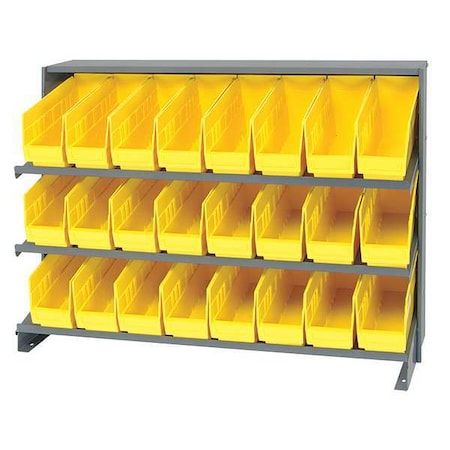 Steel Bench Pick Rack, 12 in D x 27 in H x 36 in W, 3 Shelves, Yellow
