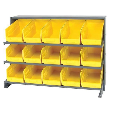 Steel Bench Pick Rack, 12 in D x 27 in H x 36 in W, 3 Shelves, Yellow