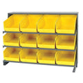 Steel Bench Pick Rack, 12 in D x 27 in H x 36 in W, 3 Shelves, Yellow