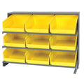 Steel Bench Pick Rack, 12 in D x 27 in H x 36 in W, 3 Shelves, Yellow