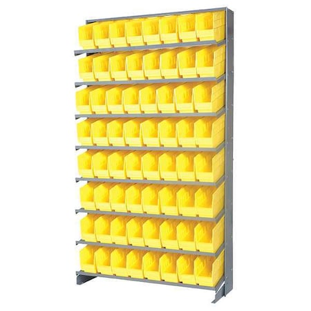 Steel Pick Rack, 12 in D x 64 in H x 36 in W, 8 Shelves, Yellow