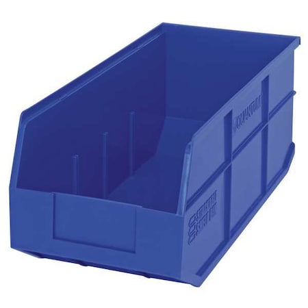 Shelf Storage Bin, Polypropylene, Blue, 7 in H, 8 1/4 in W, 18 in L