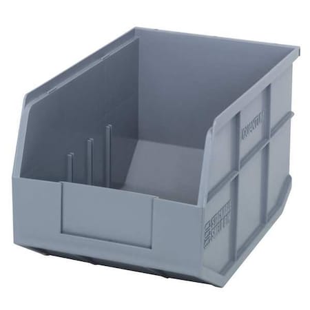 Shelf Storage Bin, Polypropylene, Gray, 7 in H, 8 1/4 in W, 12 in L