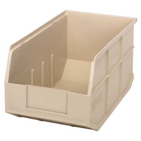 Shelf Storage Bin, Polypropylene, Ivory, 7 in H, 8 1/4 in W, 14 in L